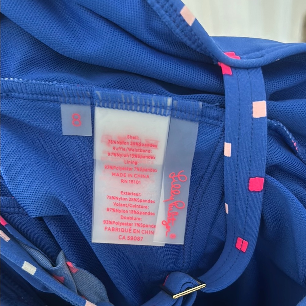 Lilly Pulitzer Delphine Borealis Blue Lilly Squared One Piece Swimsuit sz 8 - Picture 7 of 7